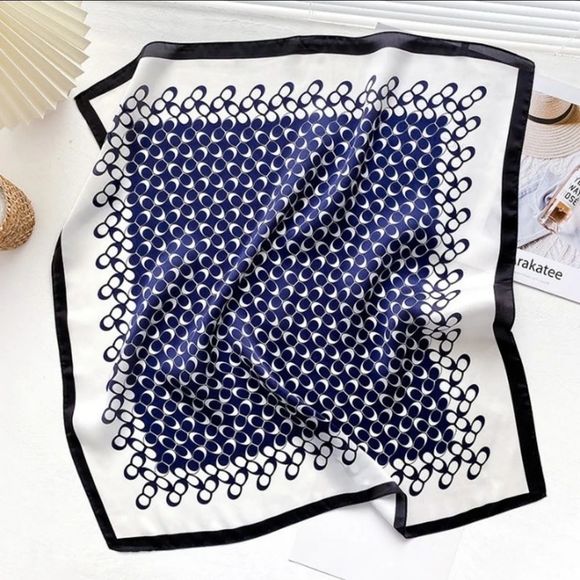 Blue Women Twill Satin Silk Square Scarf/Shawl - Picture 6 of 6